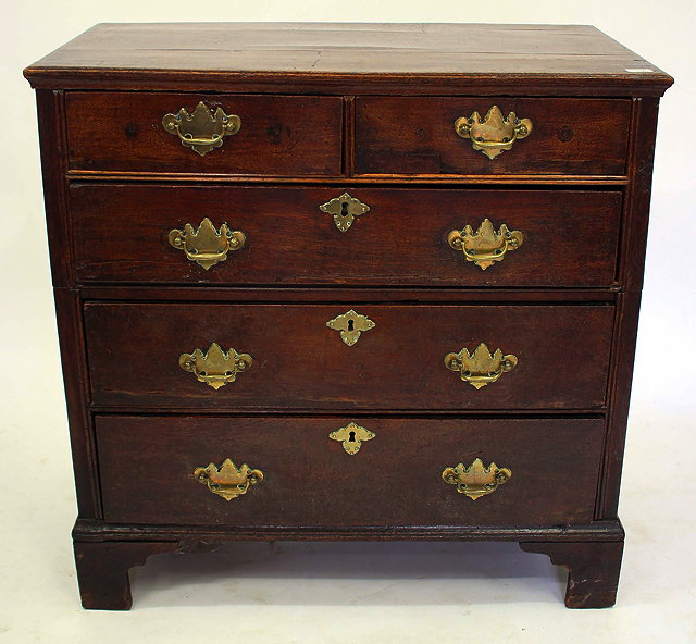 Appraisal: A GEORGE III OAK CHEST of two short and three