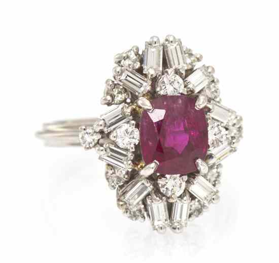 Appraisal: An Karat White Gold Ruby and Diamond Ring containing one