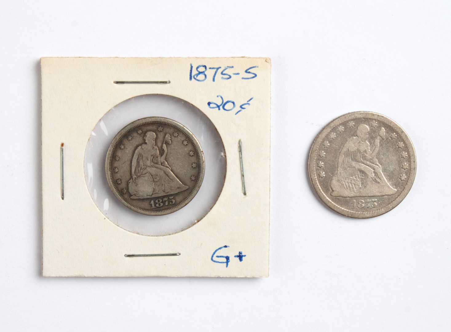 Appraisal: U S silver quarter dollar and -cent piece comprising Seated