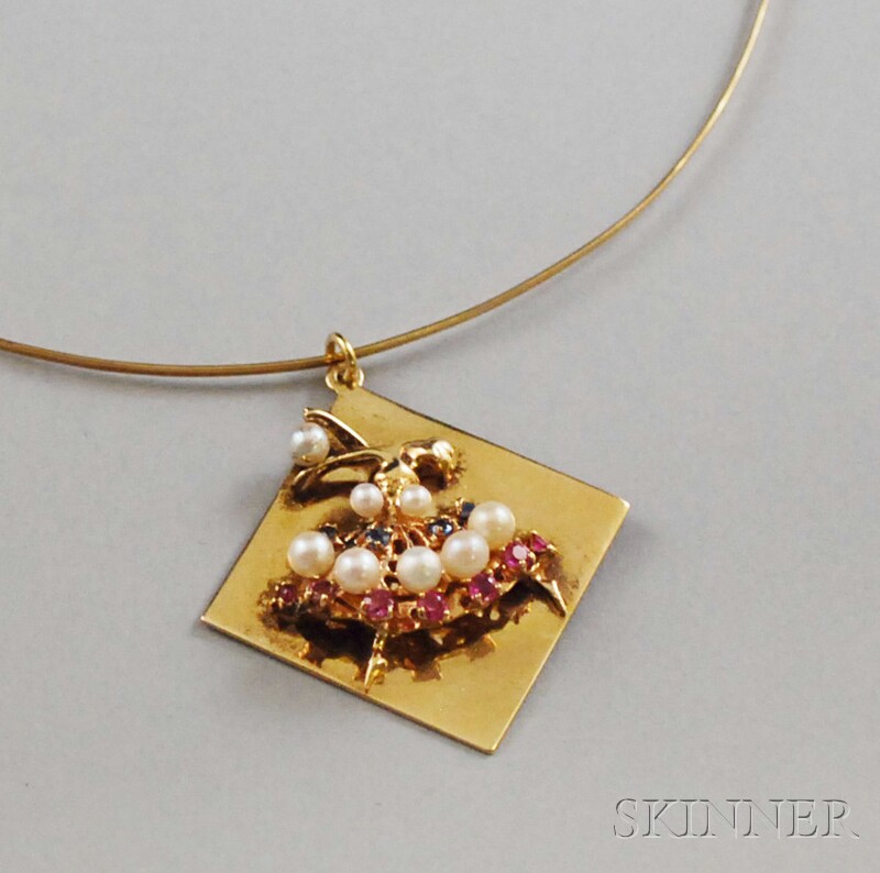 Appraisal: kt Gold Gem-set Ballerina Pendant the dancer's skirt formed of