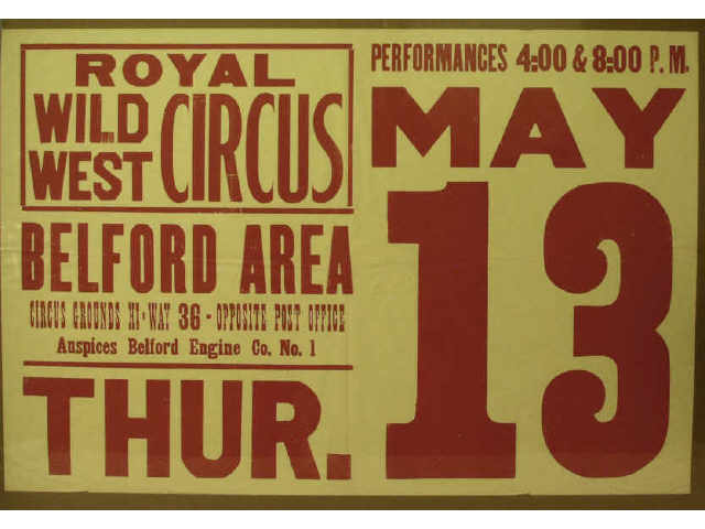 Appraisal: Vintage poster marked Royal Wild West Circus for May Belford