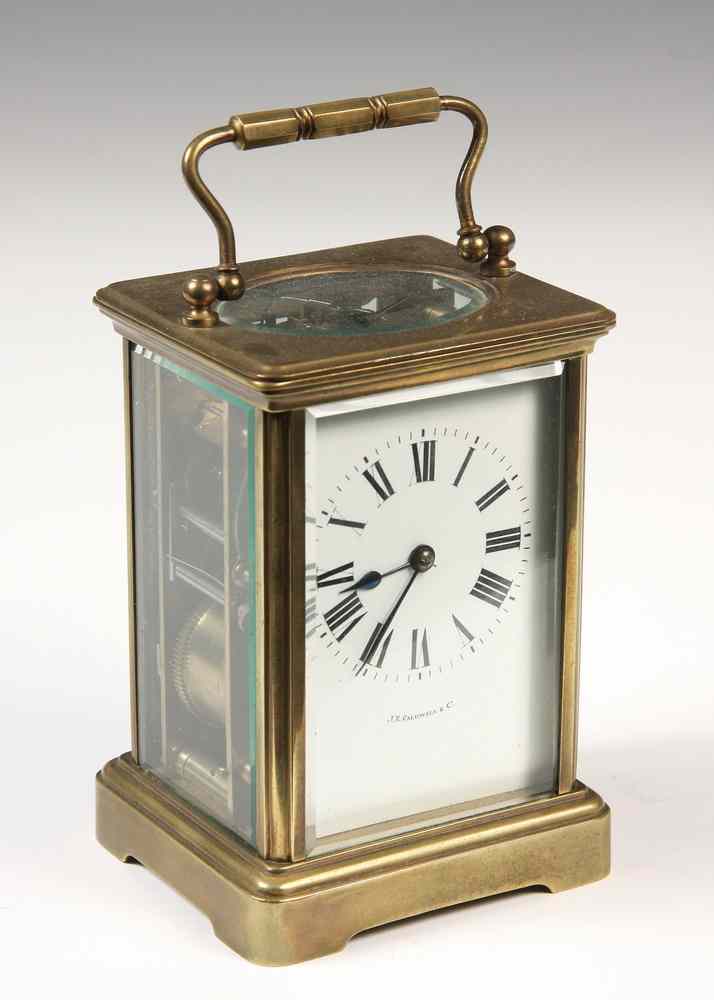 Appraisal: CARRIAGE CLOCK - th c Brass and Glass Cased French