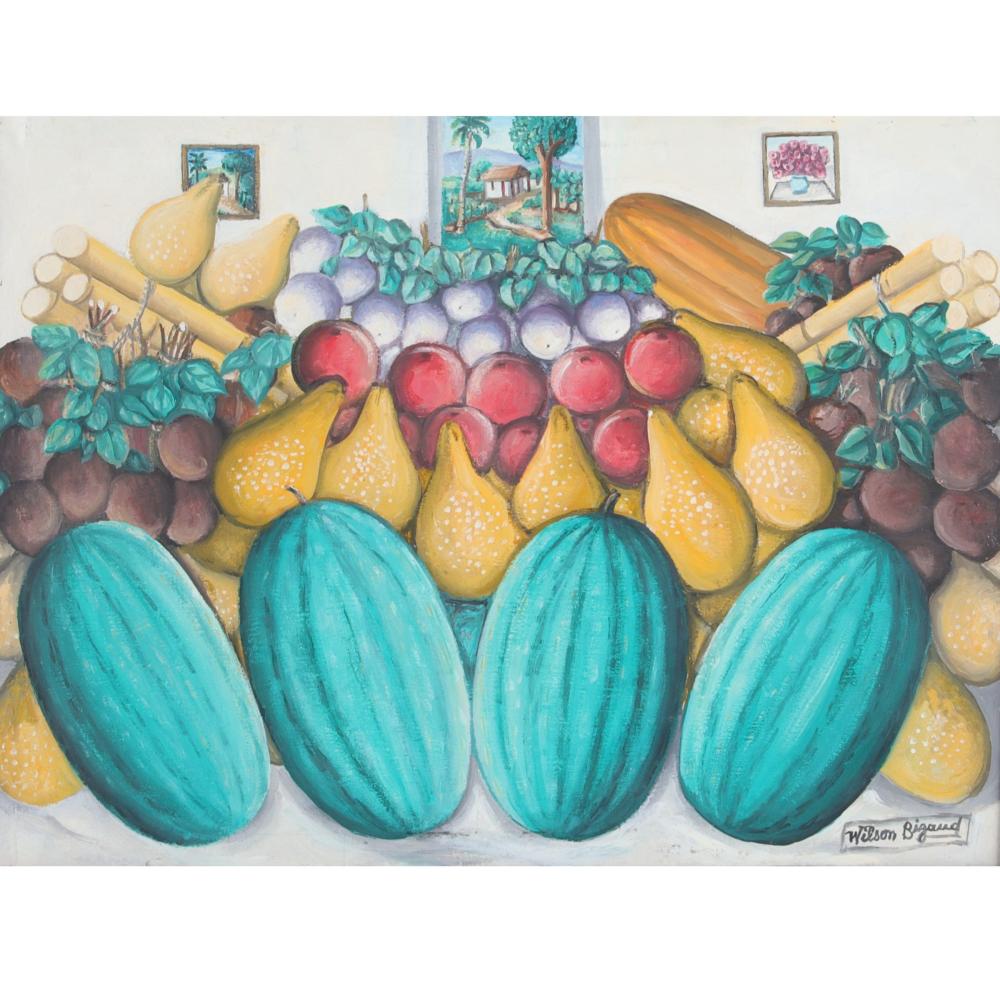 Appraisal: Wilson Bigaud Haitian - Still Life with tropical fruit harvest