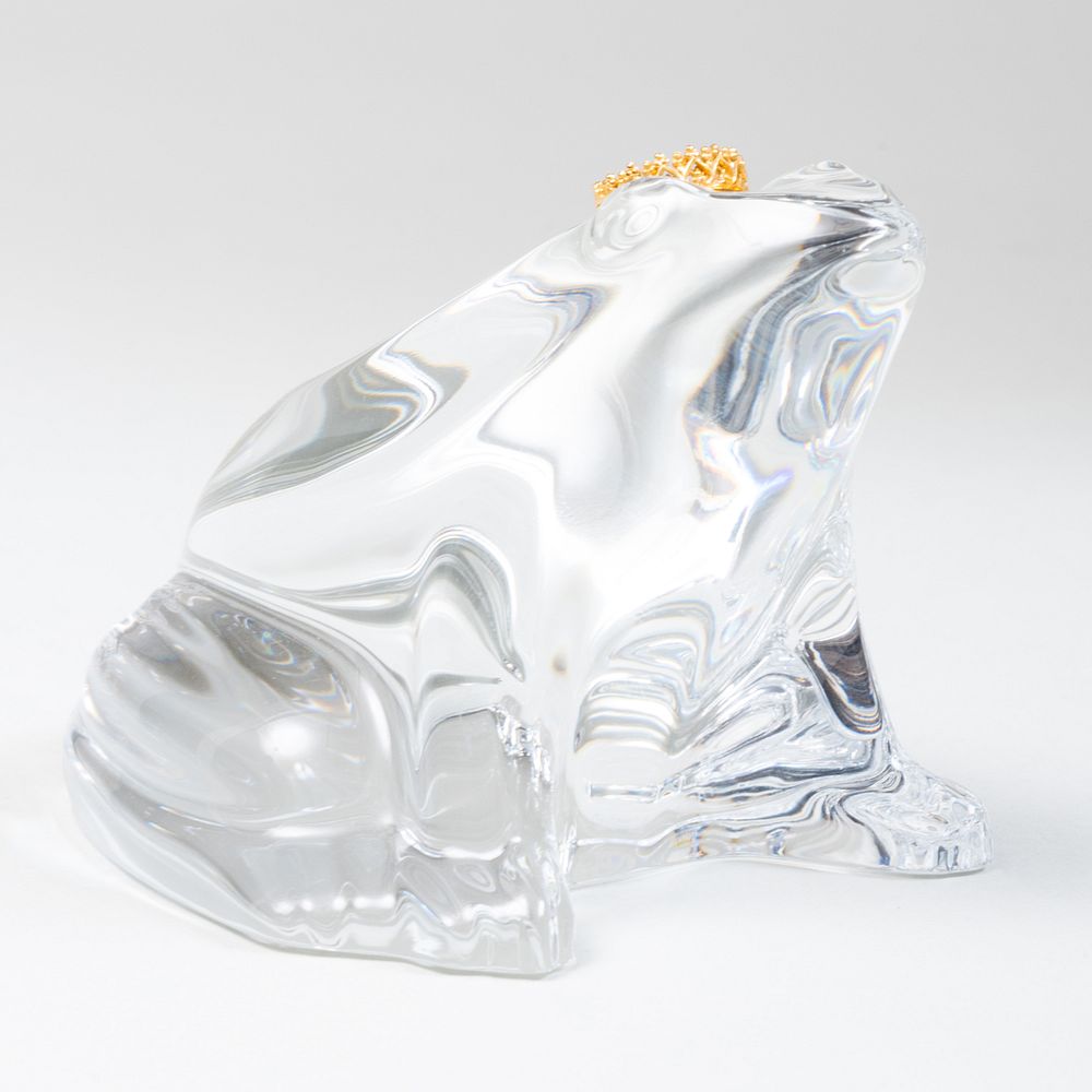 Appraisal: Baccarat Glass and Vermeil Model of a Frog Prince Acid