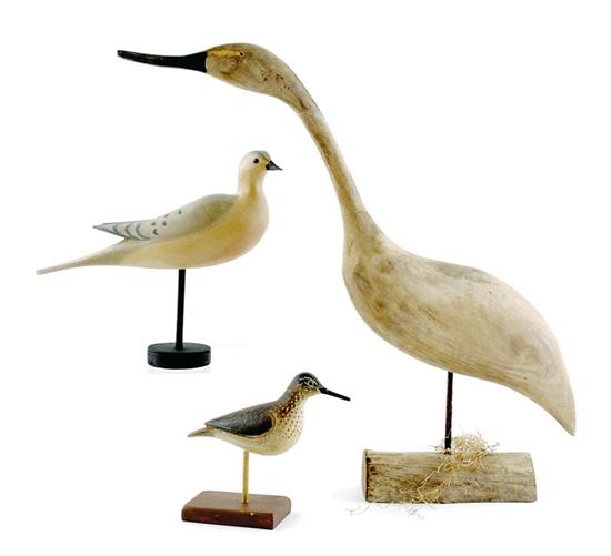 Appraisal: Collection bird decoys dove painted and carved wood body on