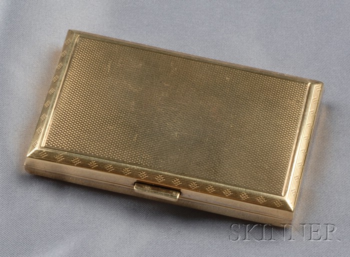 Appraisal: kt Gold Cigarette Case with line engraved motifs dwt