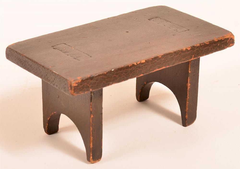 Appraisal: Miniature Softwood Mortise Leg Foot Stool th Century Primitive Miniature