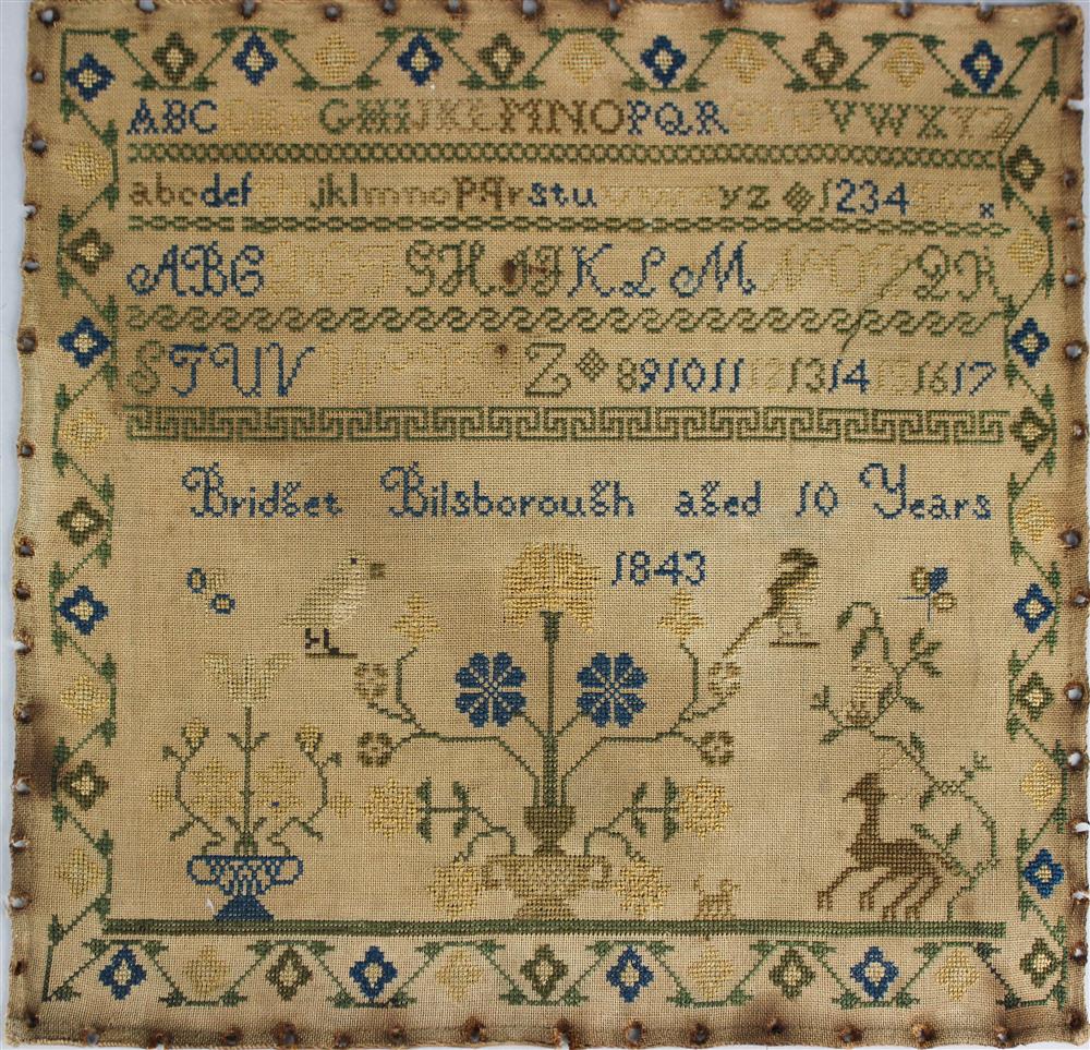 Appraisal: ENGLISH SAMPLER DATED Bridget Bilsborough was born in Lancashire England