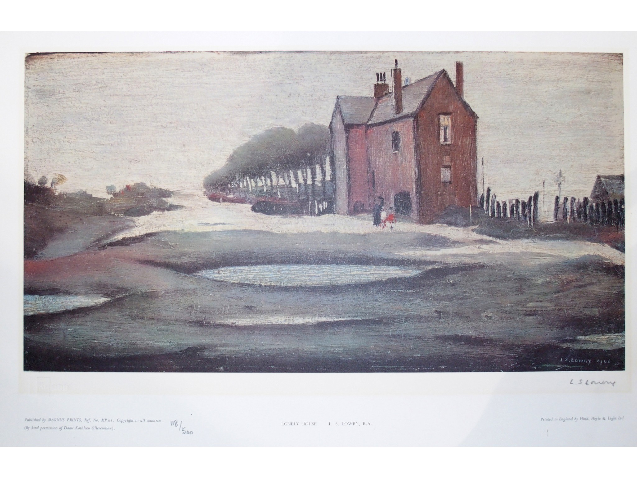 Appraisal: After L S LOWRY Lonely House signed and numbered print