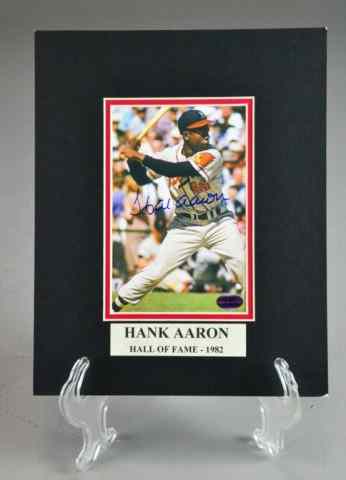 Appraisal: HANK AARON AUTOGRAPHED PHOTO - BATTINGAutographed color photo of Hank