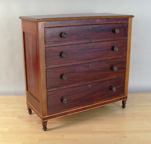 Appraisal: Sheraton cherry and mahogany chest of drawers th c h