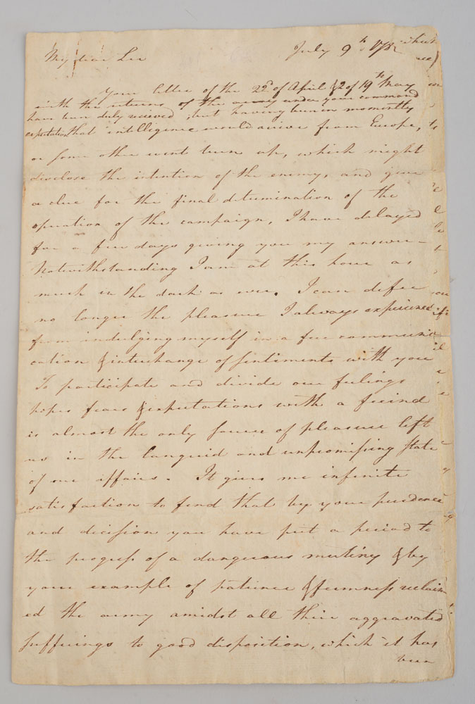 Appraisal: GEORGE WASHINGTON A LETTER COPIED BY RICHARD VARRICK Dated July