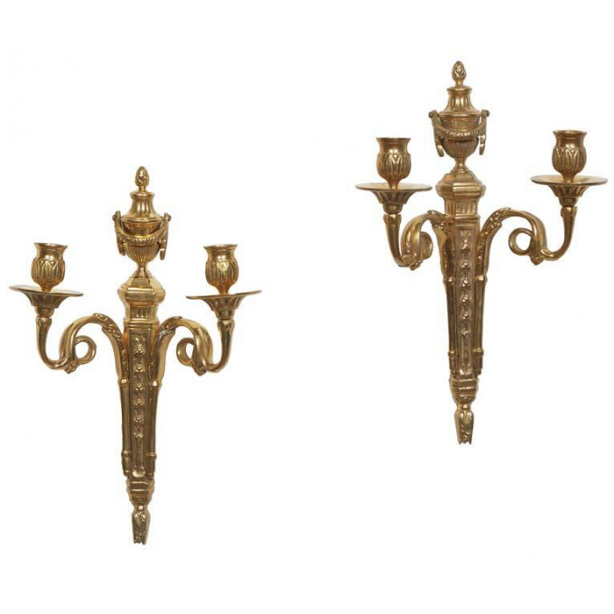 Appraisal: Pair of French Style Gilt Bronze Two Light Sconces th