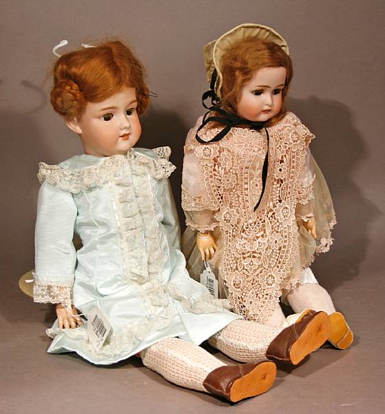 Appraisal: Two German bisque-head dolls the first incised Made in Germany