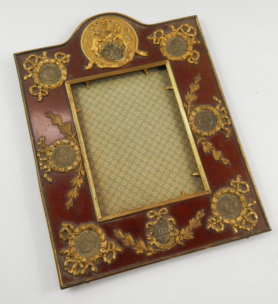 Appraisal: A Victorian mahogany and gilt brass strut photograph frame set