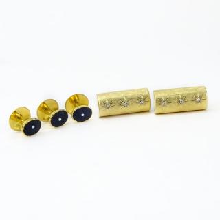 Appraisal: Man's Vintage Karat Yellow Gold and Diamond Cufflinks together with