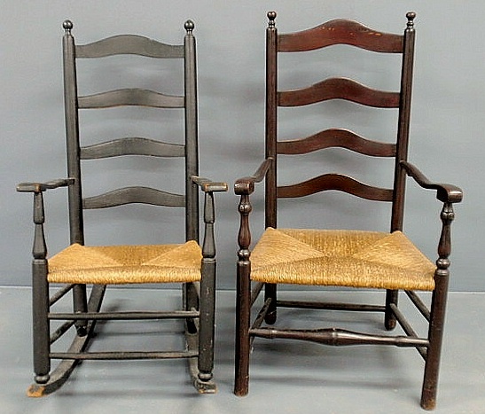 Appraisal: Delaware Valley maple four-slat open armchair h c and a