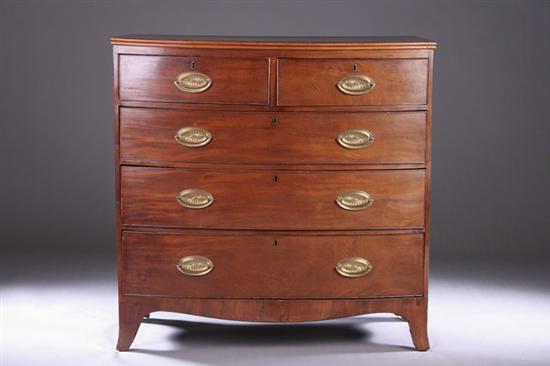 Appraisal: ENGLISH REGENCY MAHOGANY CHEST OF DRAWERS Early th century Bowfront