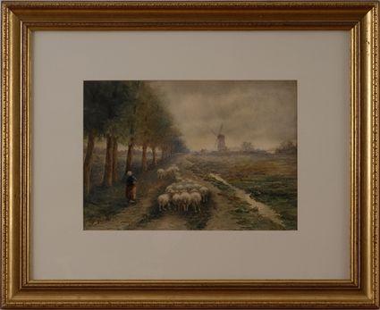 Appraisal: KATE HOLSTON CARPENTER TH TH C LANDSCAPE WITH SHEEP AND