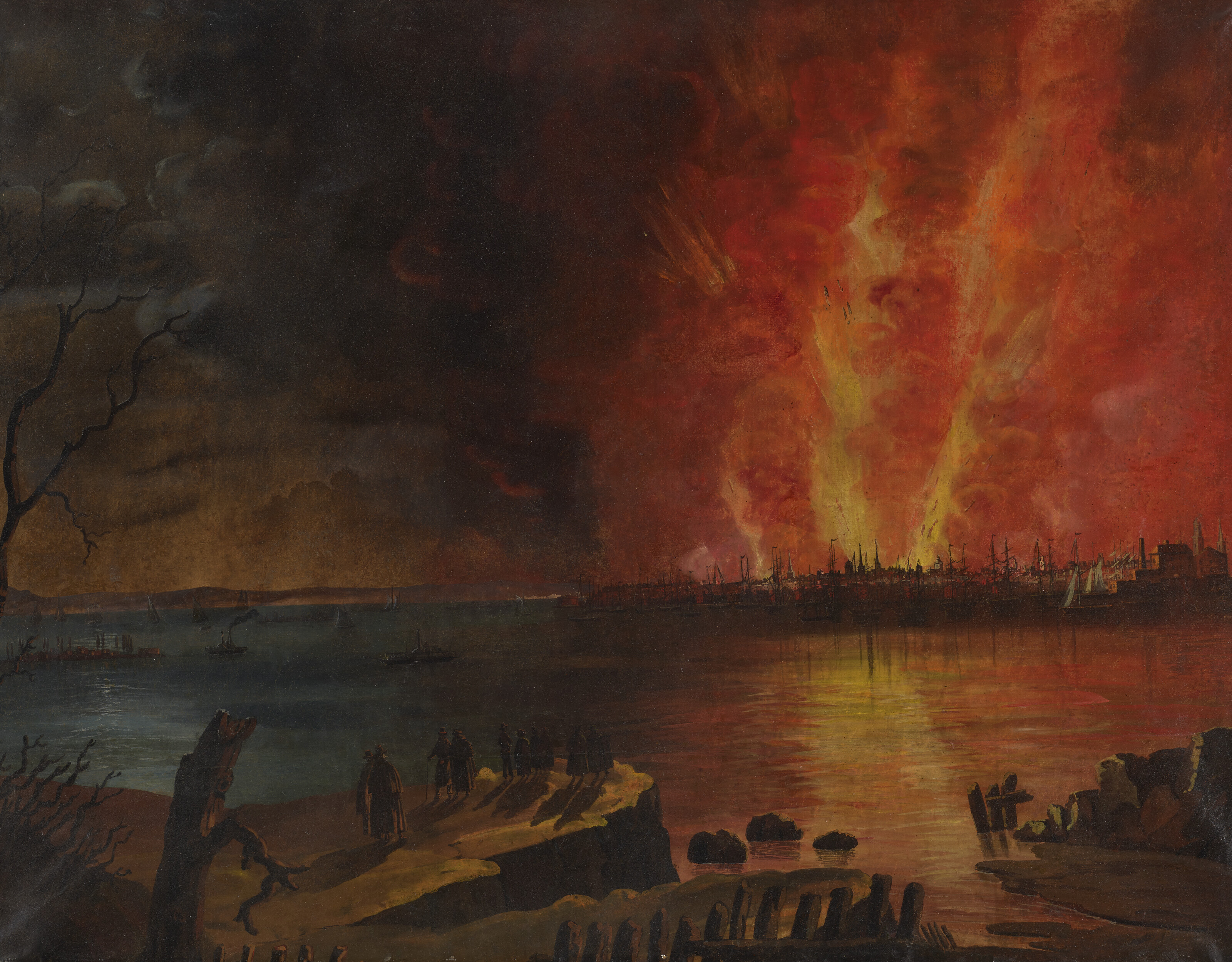 Appraisal: ATTRIBUTED TO NICCOLINO CALYO THE GREAT FIRE OF NEW YORK