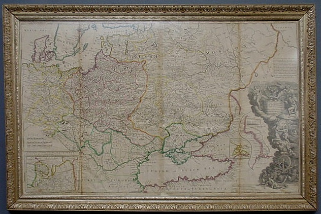 Appraisal: English handpainted map th thc of Poland Little Tartary Black