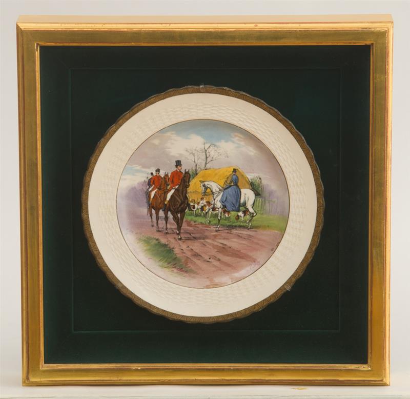 Appraisal: SET OF SIX HAND-COLORED TRANSFER-PRINTED HUNT PLATES Each signed 'Dean'