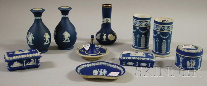 Appraisal: Nine Wedgwood Dark Blue Jasper Dip Items and an Adams