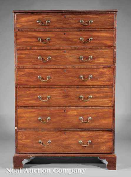 Appraisal: A George III-Style Mahogany Tall Chest c molded top above