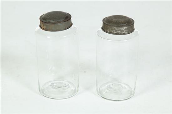 Appraisal: TWO BLOWN GLASS CANISTERS American th century Near pair with