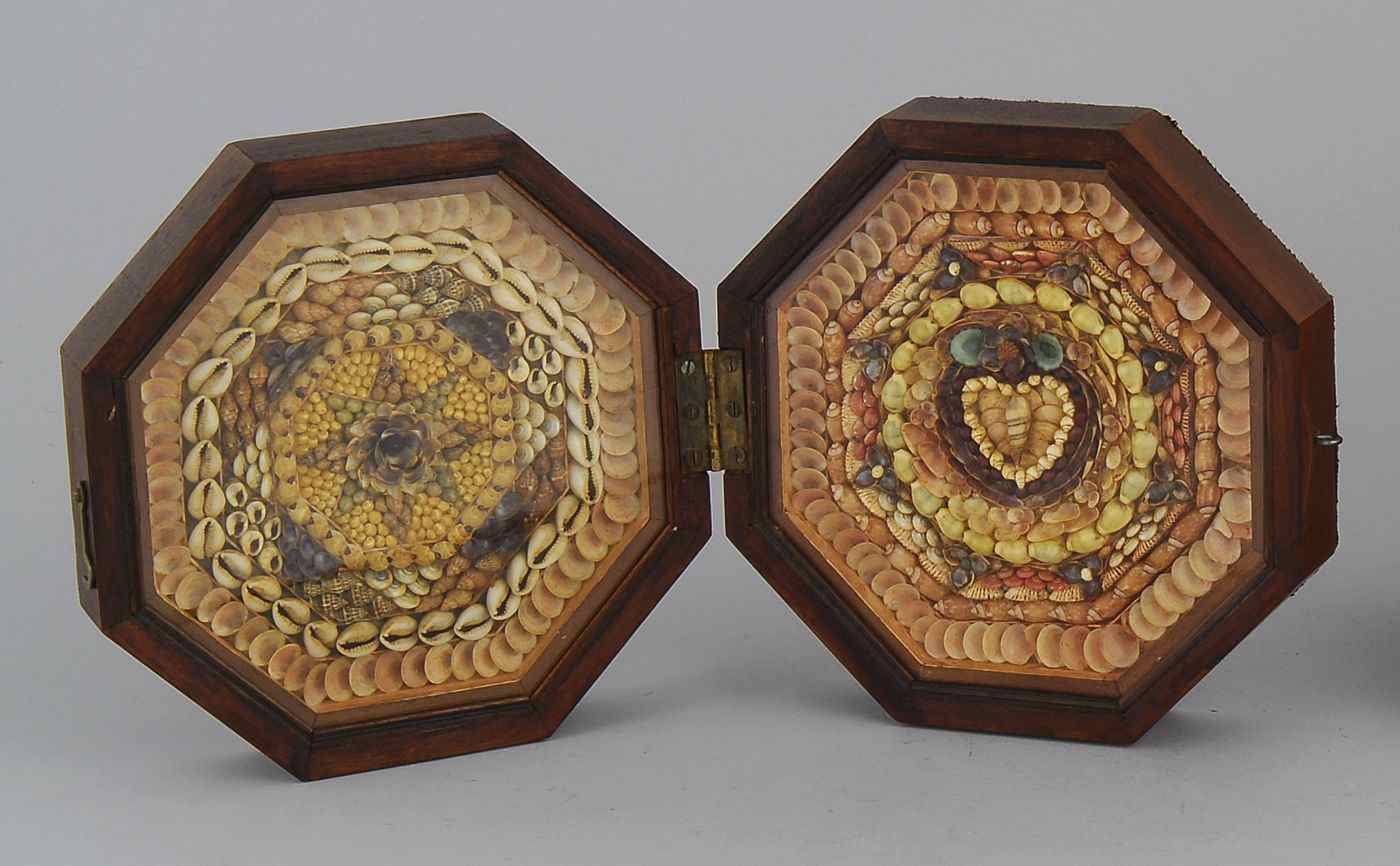 Appraisal: SAILOR'S VALENTINE th CenturyShell decoration with a heart motif Mahogany