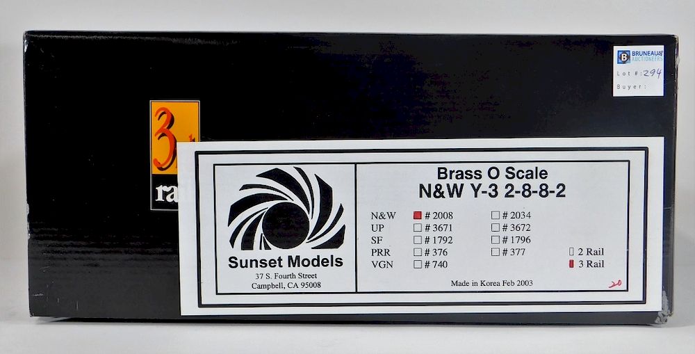 Appraisal: rd Rail Brass O Scale N W Y- - -