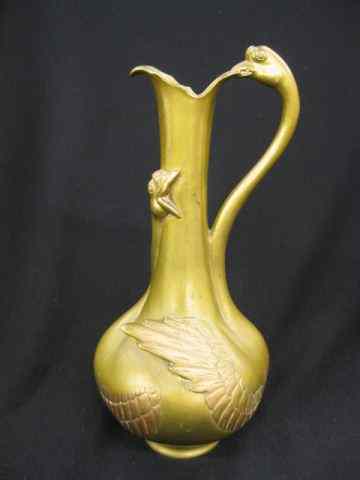 Appraisal: Bronze Ewer swan decor '' tall excellent