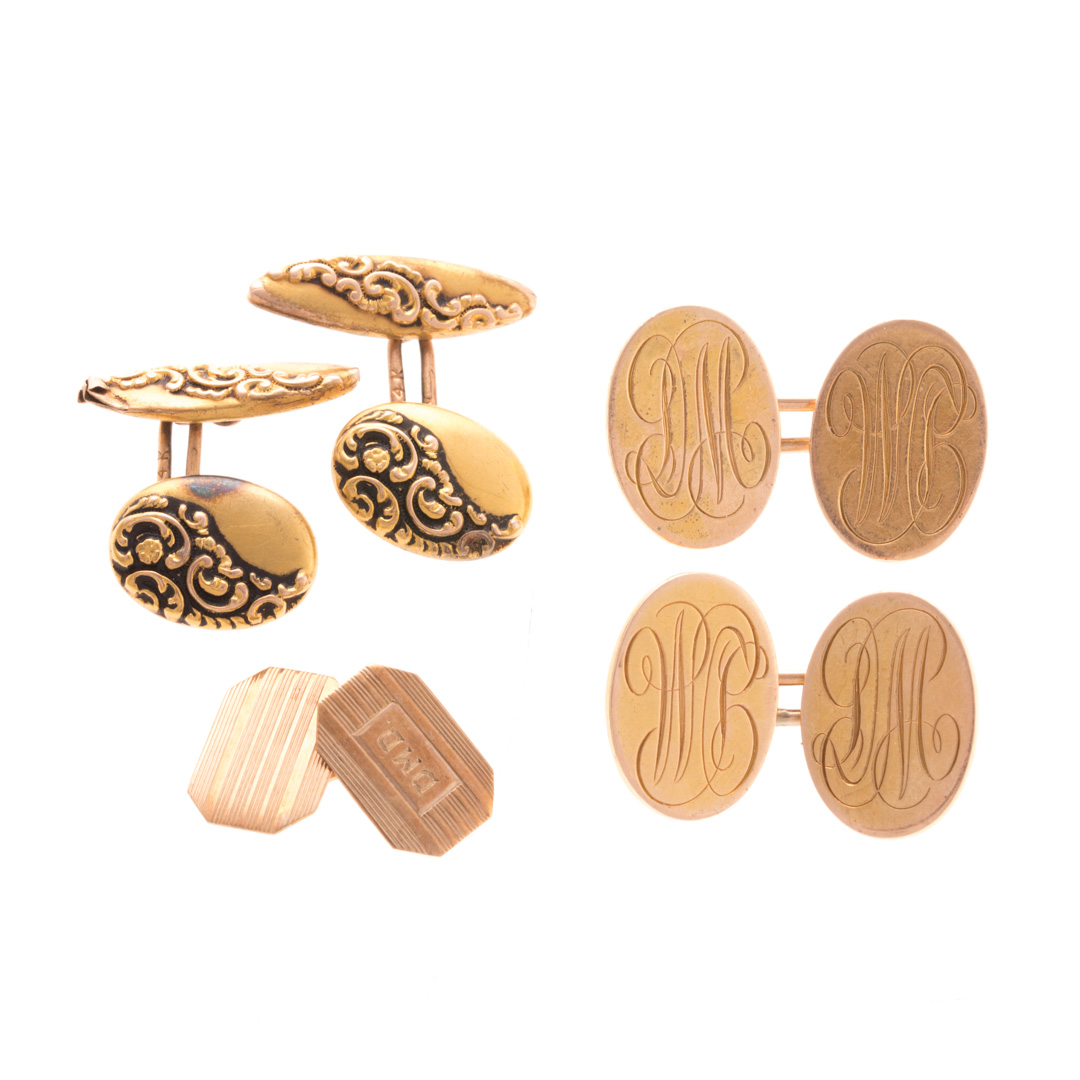 Appraisal: A Collection of Gent's Cufflinks in Gold K yellow gold