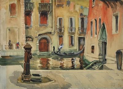 Appraisal: Golde White th Century Venetian Canal Watercolor on paper signed