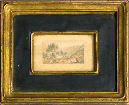 Appraisal: Miniature watercolor landscape late th c h w