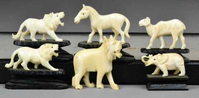 Appraisal: Chinese Carved Ivory Miniature AnimalsSix finely carved ivory animals horses