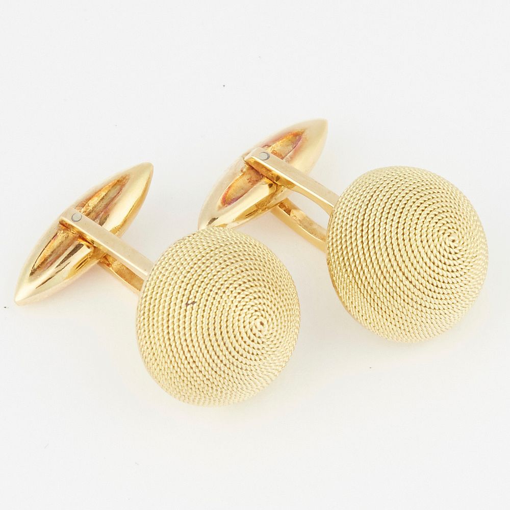 Appraisal: Pair of K Gold Textured Orb Cufflinks Pair of K