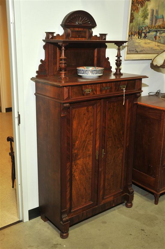 Appraisal: VICTORIAN HIGH SERVER Walnut with pine secondary burlwood and veneered