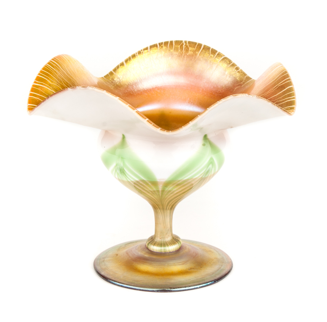 Appraisal: Tiffany Favrile glass flower-form vase first quarter- th century flared