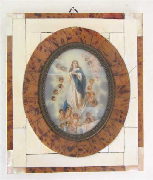 Appraisal: MINIATURE OVAL OIL PAINTING depicting Mary the Mother of God