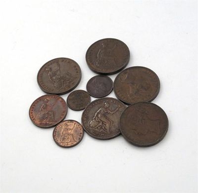 Appraisal: Victoria copper coinage Penny OT Halfpenny Farthing S Last extremely