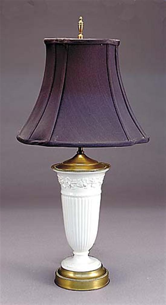 Appraisal: Wedgwood creamware vase converted to lamp Queensware trumpet-form vase mounted