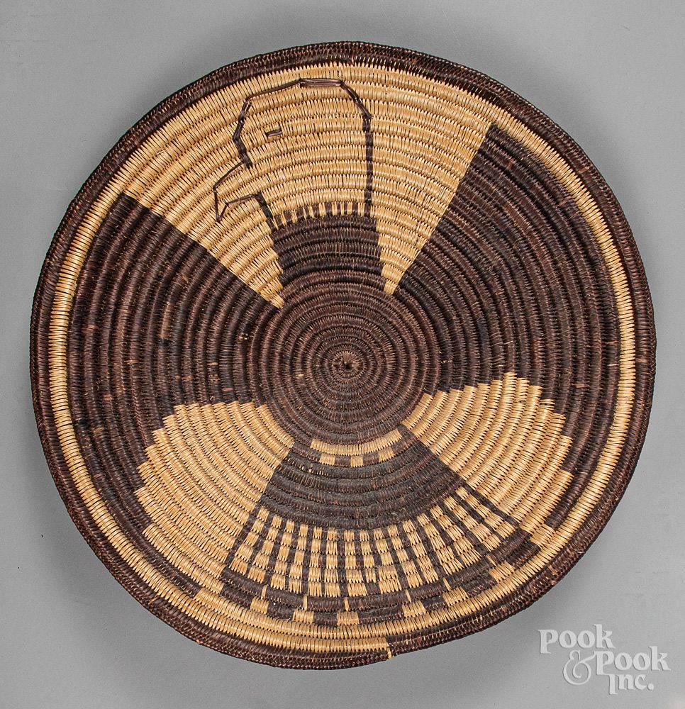 Appraisal: Large Pima Indian eagle basketry tray Large Pima Indian eagle