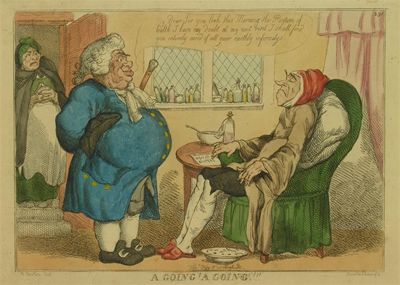 Appraisal: After Thomas Rowlandson Business and Pleasure coloured engraving x in