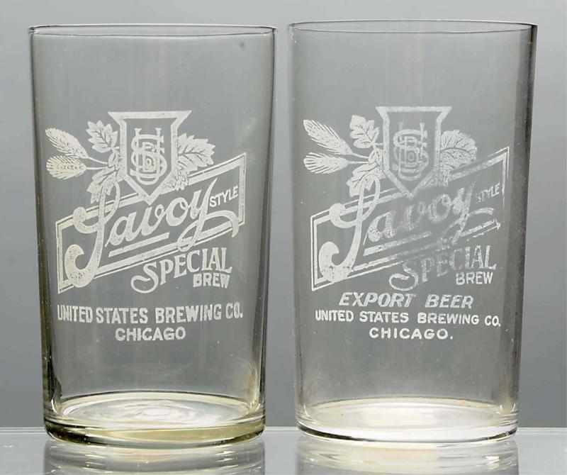 Appraisal: Lot of Savoy Special Brew Acid-Etched Glasses United States Brewing