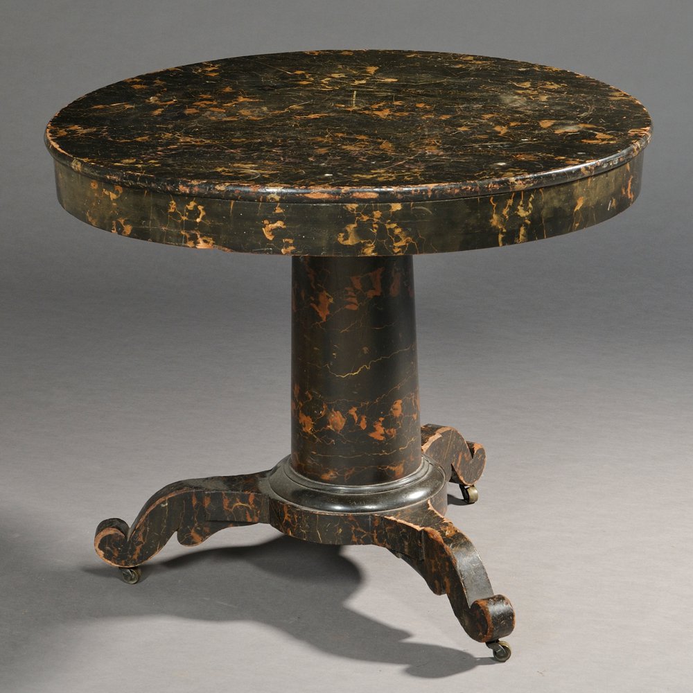 Appraisal: Classical Paint-decorated Table America c the circular top on a