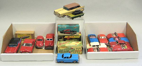 Appraisal: Tin lithographed toy cars Quantity of cars from Europe and