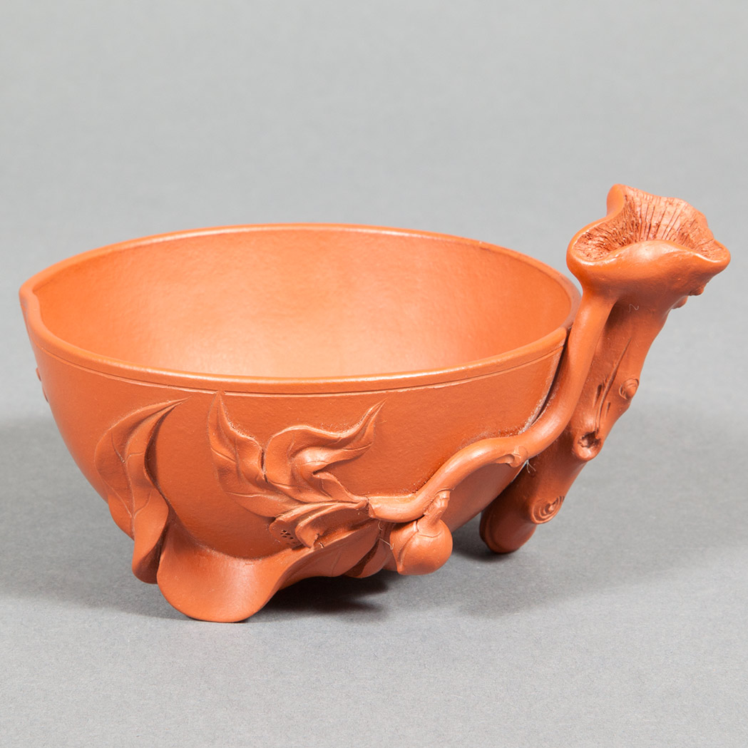 Appraisal: Chinese Yixing Peach Cup Modeled in the form of a