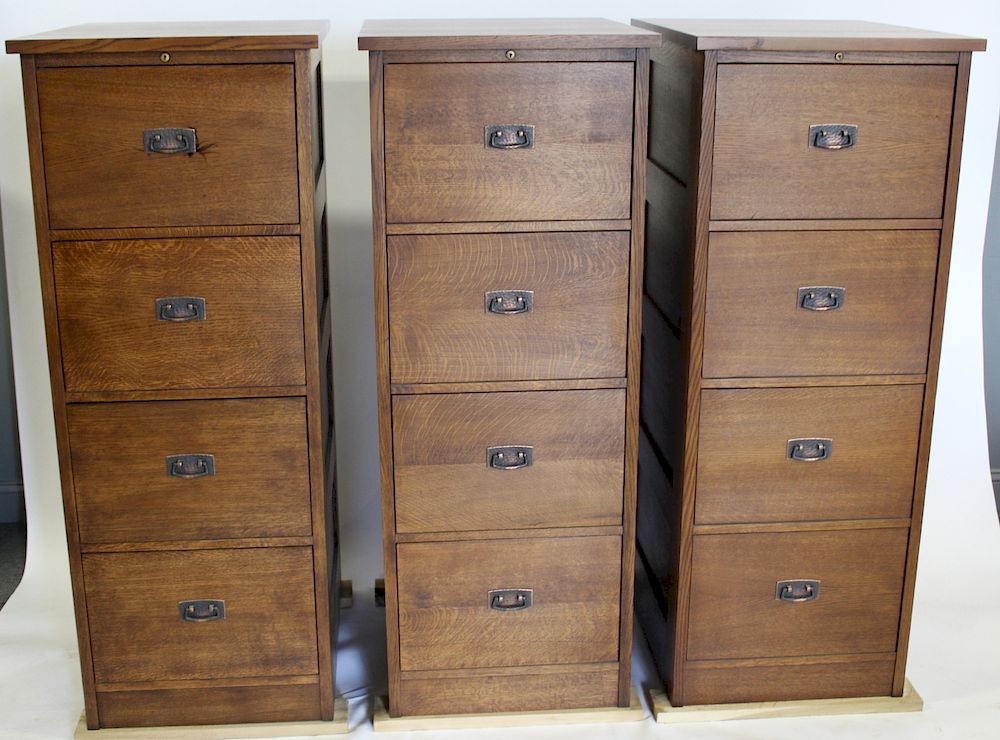 Appraisal: STICKLEY Audi Signed Oak File Cabinets From an Engelwood NJ