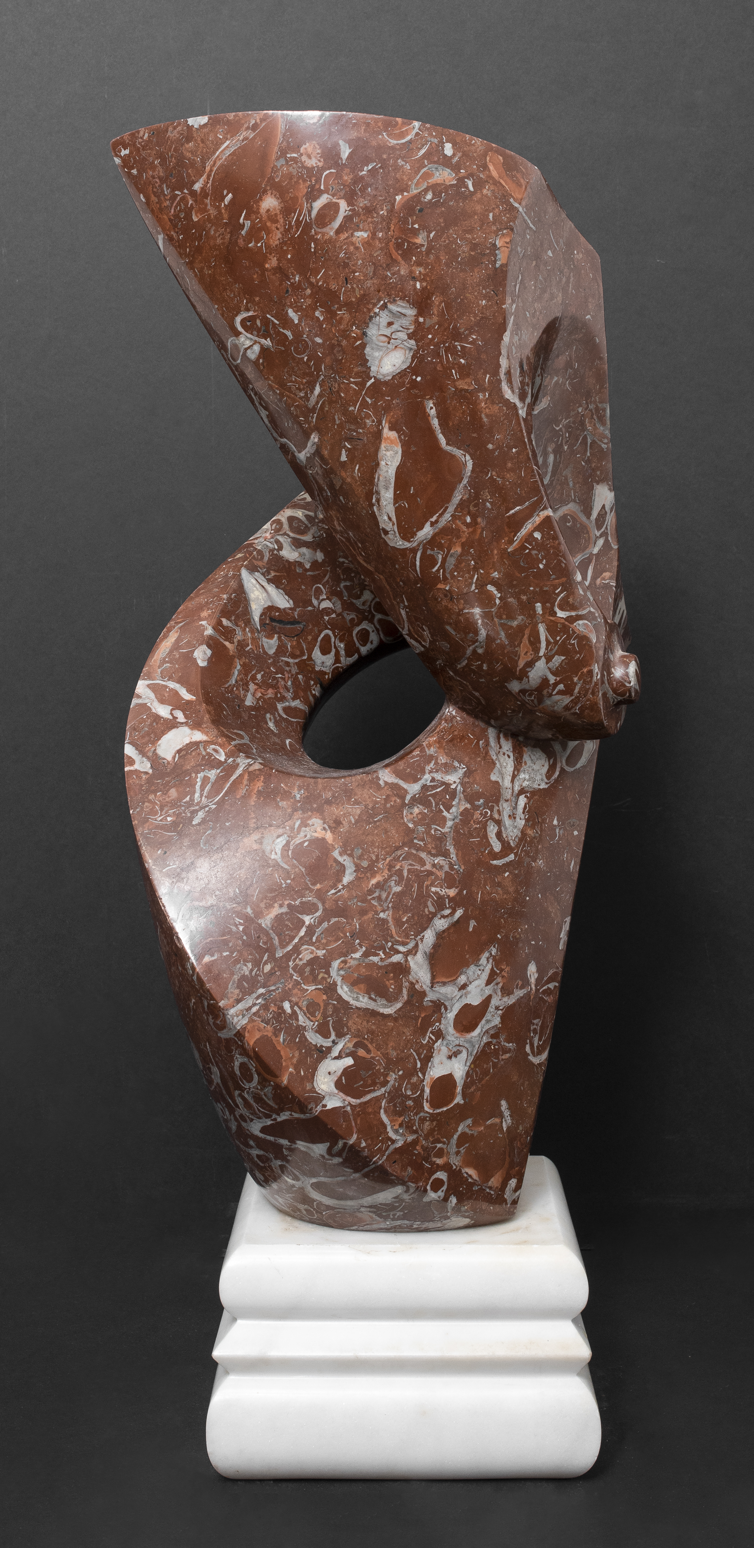 Appraisal: MODERN ABSTRACT BROWN MARBLE SCULPTURE Modern brown marble abstract sculpture